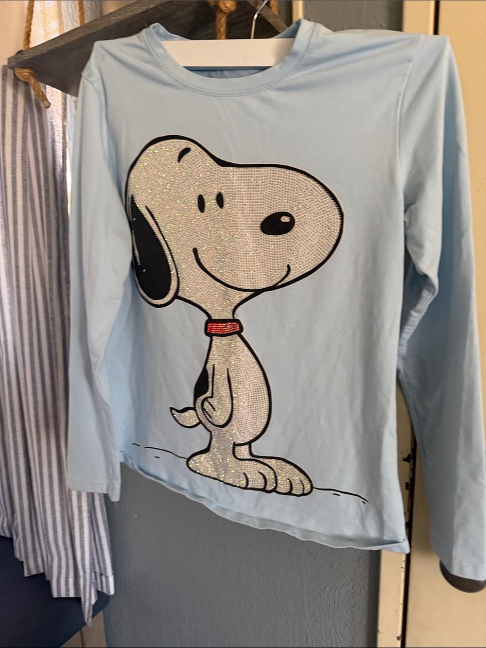 Light Blue Kids Long-Sleeve Snoopy Graphic Top